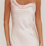 Treats Cowl Back Satin Maxi Dress Baby Pink