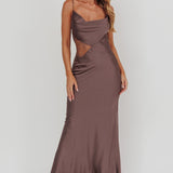 Emmerson Cut-Out Cowl Neck Dress Warm Grey