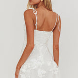 Arc Tied Straps Floral Mini Dress White