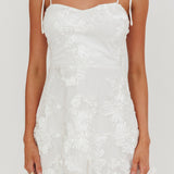 Arc Tied Straps Floral Mini Dress White