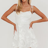 Arc Tied Straps Floral Mini Dress White