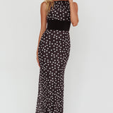Elza Scoop Back Maxi Dress Spot Black