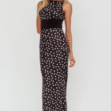 Elza Scoop Back Maxi Dress Spot Black