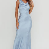 Moon Glow Cowl Neck Maxi Dress Blue