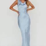 Moon Glow Cowl Neck Maxi Dress Blue