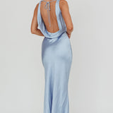 Moon Glow Cowl Neck Maxi Dress Blue
