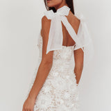 Suns Out Tied Shoulder Embellished Mini Dress White