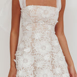 Suns Out Tied Shoulder Embellished Mini Dress White
