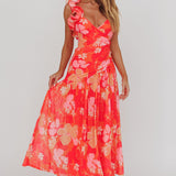 Kinley Ruffle Strap Maxi Dress Floral Orange