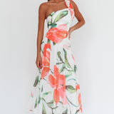 Kinley One-Shoulder Ruffle Maxi Dress Floral Red