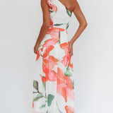 Kinley One-Shoulder Ruffle Maxi Dress Floral Red