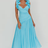 Kinley Ruffle Strap Maxi Dress Blue