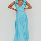 Kinley Ruffle Strap Maxi Dress Blue