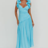 Kinley Ruffle Strap Maxi Dress Blue