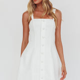 Stealing Sunshine Faux Button Front Mini Dress White