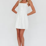 Stealing Sunshine Faux Button Front Mini Dress White