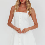 Stealing Sunshine Faux Button Front Mini Dress White