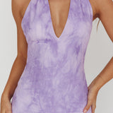 Locket Halterneck Maxi Dress Marbled Lilac