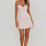 So Good Front Button Mini Dress Ice Pink