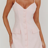 So Good Front Button Mini Dress Ice Pink