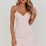 So Good Front Button Mini Dress Ice Pink