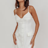 So Good Front Button Mini Dress White