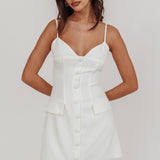 So Good Front Button Mini Dress White