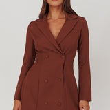 Austria Double Breasted Mini Dress Chocolate