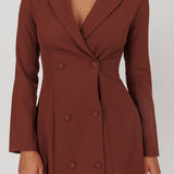 Austria Double Breasted Mini Dress Chocolate