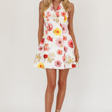 Austria Sleeveless Double Breasted Mini Dress Floral