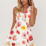Austria Sleeveless Double Breasted Mini Dress Floral