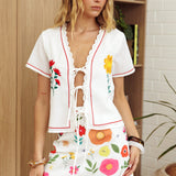 Jubilee Scalloped Hem Mini Skirt Floral White