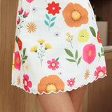 Jubilee Scalloped Hem Mini Skirt Floral White