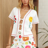 Jubilee Scalloped Hem Mini Skirt Floral White