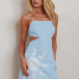 Jellina Tied Back Mini Dress Sun Blue