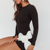 No Competition Oversized Flower Mini Dress Black