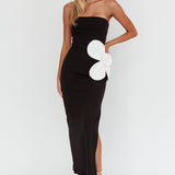 No Competition Oversized Flower Maxi Dress Black