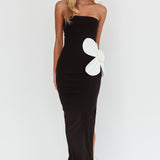 No Competition Oversized Flower Maxi Dress Black