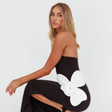 No Competition Oversized Flower Maxi Dress Black