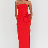 No Competition Oversized Flower Maxi Dress Red