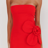 No Competition Oversized Flower Maxi Dress Red