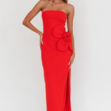 No Competition Oversized Flower Maxi Dress Red