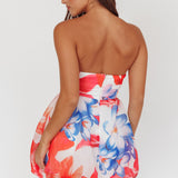 Kandi Strapless Bubble Hem Skirt Floral White