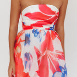 Kandi Strapless Bubble Hem Skirt Floral White