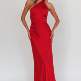 Adora One-Shoulder Maxi Dress Red