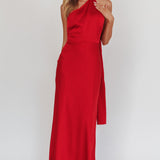 Adora One-Shoulder Maxi Dress Red