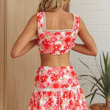 Always Together Ruched Mini Skirt Floral Pink