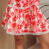 Always Together Ruched Mini Skirt Floral Pink