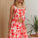 Always Together Button Bust Top Floral Pink