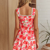 Always Together Button Bust Top Floral Pink